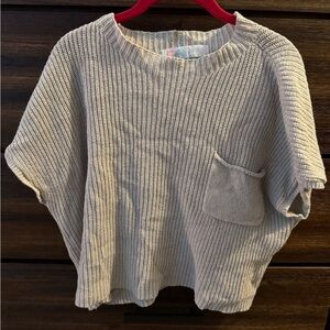 Free People Beige Knit Short Sleeve Sweater Top